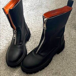 Women’s French Connection Black Zippered Combat Style Boots site 8
